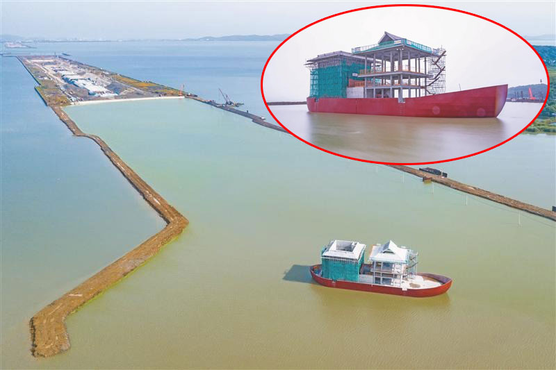 2020年6月15日，太湖隧道南泉段第二倉順利完成回水作業(yè)，湖中新增了一座畫舫風亭，成為融合太湖自然風貌的新景觀。